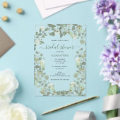 ユーカリプスグリーンリーシルバードルブライダルシャワー アクリル招待状 (インサイチュ (ウェディング))