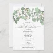 ユーカリプスグリーンリーシルバードルブライダルシャワー 招待状 (正面)