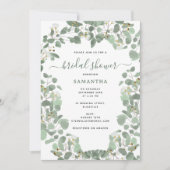 ユーカリプスグリーンリーシルバードルブライダルシャワー 招待状 (正面)