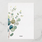 ユーカリプスグリーンリーシルバー結婚式招待状 箔シーズンカード (裏面)