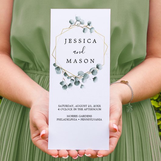 ユーカリプスグリーンリートリフォールド結婚式 プログラム チラシ