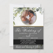 ユーカリプスグリーンリーフォト結婚式招待状 招待状 (正面)