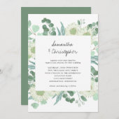 ユーカリプスグリーンリーフラワーズ結婚式招待状 (正面/裏面)