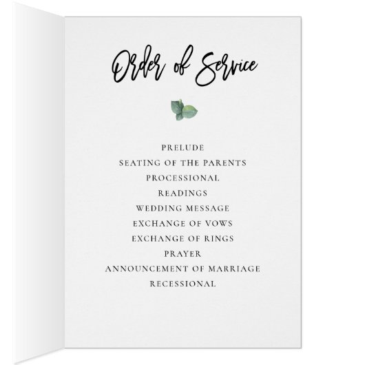 ユーカリプスグリーンリーフレーム結婚式 プログラム (内側 (右))
