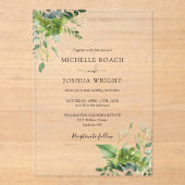 ユーカリプスグリーンリーフローラエレガントな結婚式 アクリル招待状 (正面)