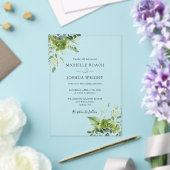 ユーカリプスグリーンリーフローラエレガントな結婚式 アクリル招待状 (インサイチュ (ウェディング))
