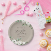 ユーカリプスグリーンリーフローラ素朴ブライダルシャワー ペーパープレート (パーティー)