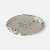 ユーカリプスグリーンリーフローラ素朴ブライダルシャワー ペーパープレート (アングル)