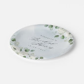 ユーカリプスグリーンリーフローラ素朴ブライダルシャワー ペーパープレート (アングル)