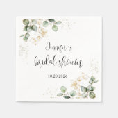 ユーカリプスグリーンリーブライダルシャワーナプキンス スタンダードカクテルナプキン (正面)