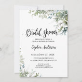 ユーカリプスグリーンリーブライダルシャワーボホ素朴 招待状 (正面)