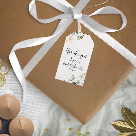 ユーカリプスグリーンリーブライダルシャワーメッセージカード ギフトタグ