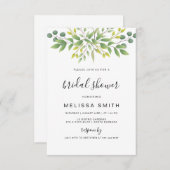ユーカリプスグリーンリーブライダルシャワー招待 招待状 (正面/裏面)