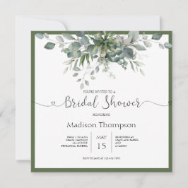 ユーカリプスグリーンリーブライダルシャワー招待 招待状