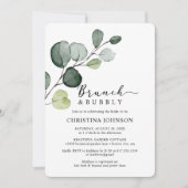 ユーカリプスグリーンリーブランチバブリーブライダルシャワー 招待状 (正面)