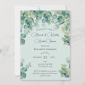 ユーカリプスグリーンリーブランチバブリーブライダルシャワー 招待状 (正面)