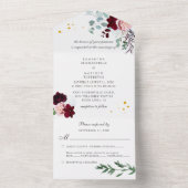 ユーカリプスグリーンリーブルゴーニュ素朴フローラ結婚ズ オールインワン招待状 (内側)