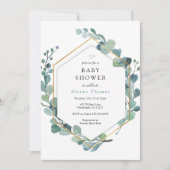 ユーカリプスグリーンリーベビーイン開花ベビーシャワー 招待状 (正面)