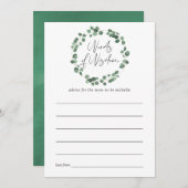 ユーカリプスグリーンリーベビーシャワーアドバイス アドバイスカード (正面/裏面)