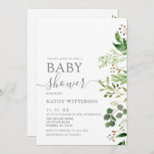 ユーカリプスグリーンリーベビーシャワー招待状 招待状 (正面/裏面)