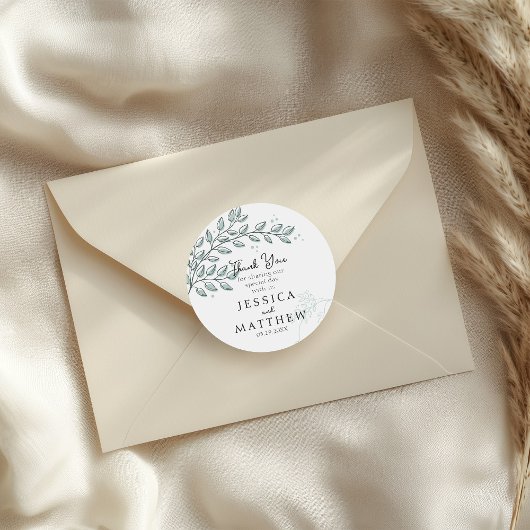 ユーカリプスグリーンリーボホエレガントな結婚式 ラウンドシール