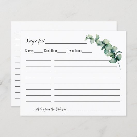 ユーカリプスグリーンリーミニマルレシピカード (正面/裏面)