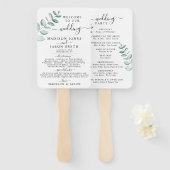 ユーカリプスグリーンリーミニマル結婚式 プログラム ハンドファン (正面&裏面)