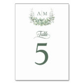 ユーカリプスグリーンリーリースモノグラム結婚ズ テーブルナンバー (正面)
