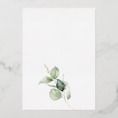 ユーカリプスグリーンリーリーフブライダルシャワー金ゴールド 箔招待状 (裏面)