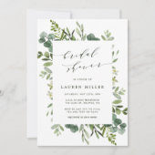 ユーカリプスグリーンリーリーフブライダルシャワー 招待状 (正面)