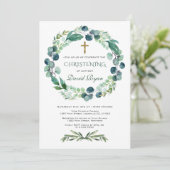 ユーカリプスグリーンリーリーフリース《キリスト教》洗礼式や命名式 招待状 (スタンド正面)