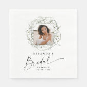 ユーカリプスグリーンリー写真ブライダルシャワー スタンダードランチョンナプキン (正面)