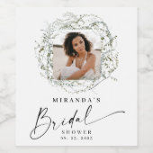 ユーカリプスグリーンリー写真ブライダルシャワー ワインラベル (シングルラベル)