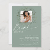 ユーカリプスグリーンリー写真ブライダルシャワー 招待状 (正面)