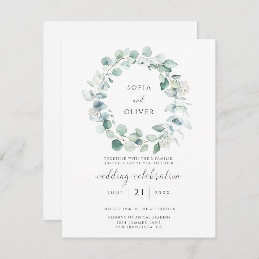 ユーカリプスグリーンリー結婚式招待状 招待状 (正面/裏面)