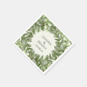 ユーカリプスグリーンリー葉水彩リース スタンダードカクテルナプキン (角)