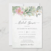 ユーカリプスグリーンリー葉金ゴールドブライダルシャワー 招待状 (正面)