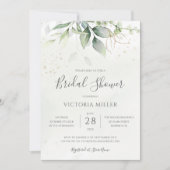 ユーカリプスグリーンリー葉金ゴールドブライダルシャワー 招待状 (正面)