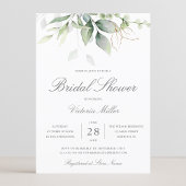 ユーカリプスグリーンリー葉金ゴールドブライダルシャワー 招待状