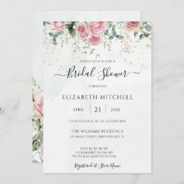 ユーカリプスグリーンリー葉金ゴールドブライダルシャワー 招待状