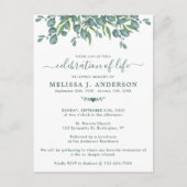 ユーカリプスグリーンリー葬儀お祝いの生活 インビテーションポストカード (正面)