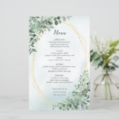 ユーカリプスグリーンリー金ゴールドエレガントなウェディングメニュー (スタンド正面)