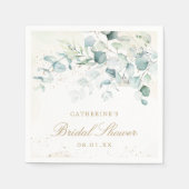 ユーカリプスグリーンリー金ゴールドエレガントブライダルシャワー スタンダードカクテルナプキン (正面)