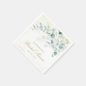 ユーカリプスグリーンリー金ゴールドエレガントブライダルシャワー スタンダードカクテルナプキン (角)