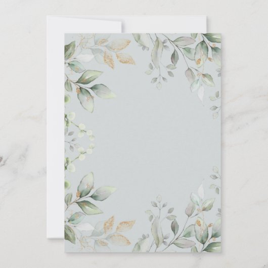 ユーカリプスグリーンリー金ゴールドガーデン60誕生日 招待状 (裏面)