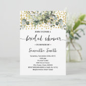 ユーカリプスグリーンリー金ゴールドグリッターブライダルシャワー 招待状 (スタンド正面)