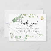 ユーカリプスグリーンリー金ゴールドスパークル サンキューカード (正面)