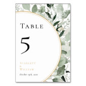 ユーカリプスグリーンリー金ゴールドセージ結婚グリーン テーブルナンバー (裏面)