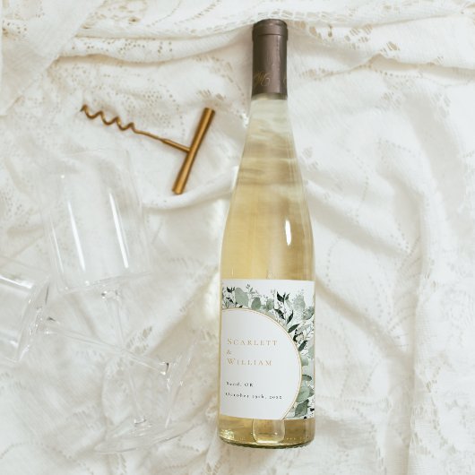 ユーカリプスグリーンリー金ゴールドセージ結婚グリーン ワインラベル