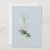 ユーカリプスグリーンリー金ゴールドダスティーブルーブライダルシャワー 招待状 (裏面)